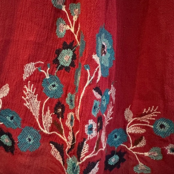 FREE PEOPLE Red Floral Te Amo Bohemian Mini Dress, Large - Picture 14 of 16